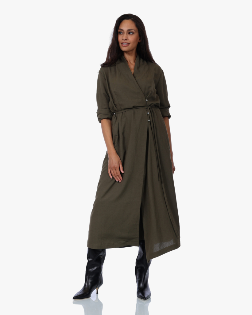 Maxi Overslag Jurk Military Green