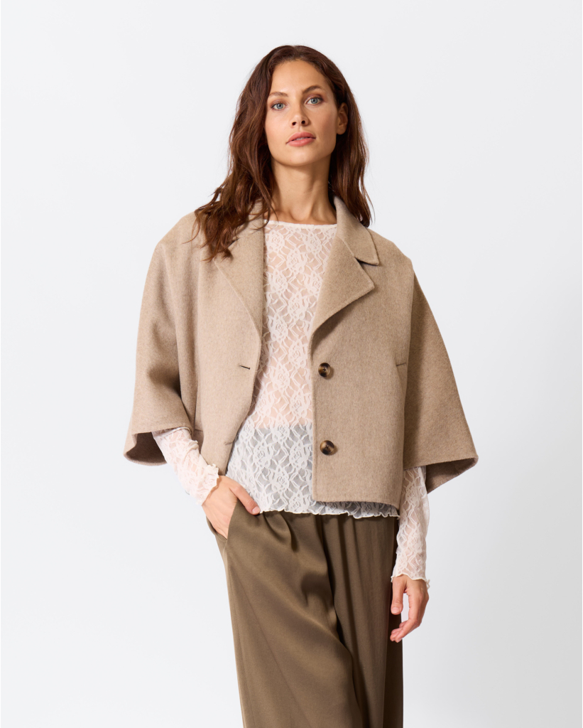 Celine Wolblend Cape Jas Beige Melange