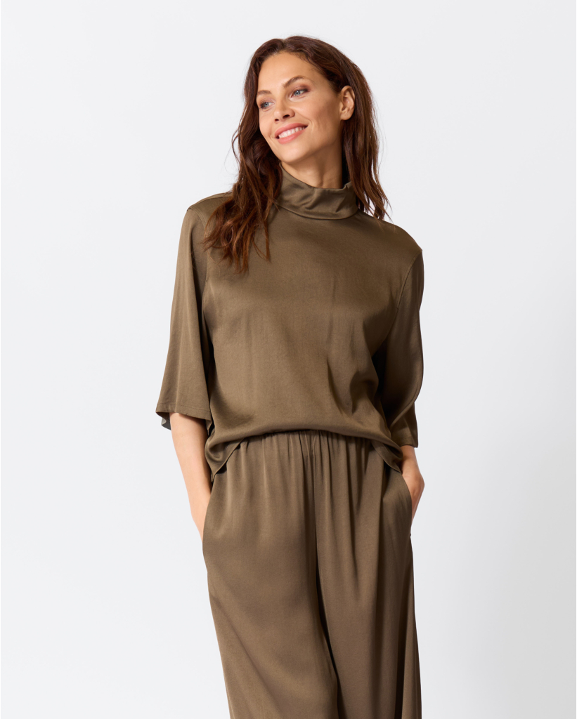 Aletia Satijnen Blouse Military Green