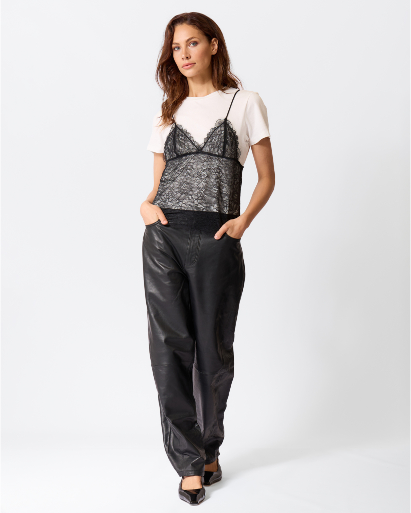 Jenn T-shirt met Kanten Top Wit/Zwart
