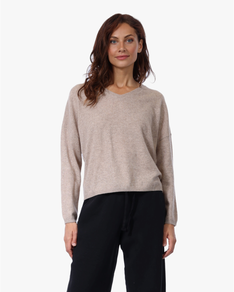 Alisia Kasjmier V-hals Trui Chestnut
