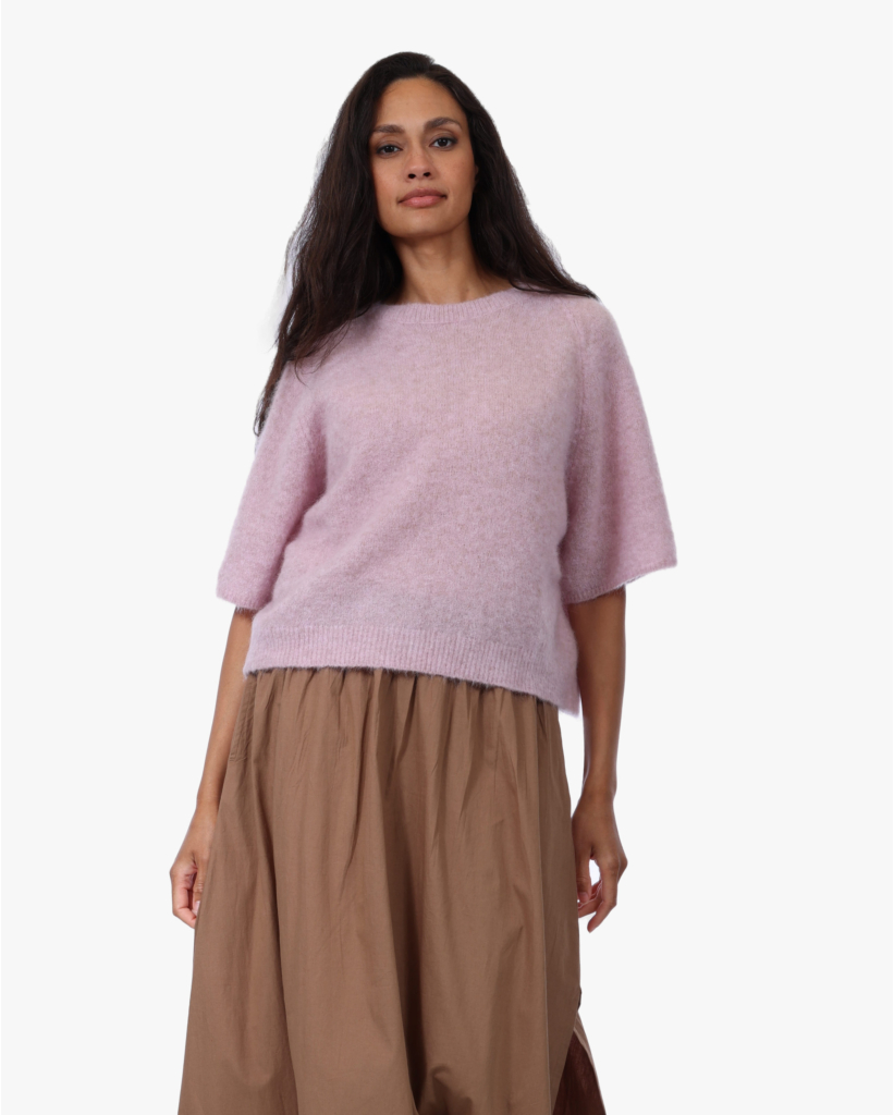Mohairblend Korte Mouwen Knit Powder Roze