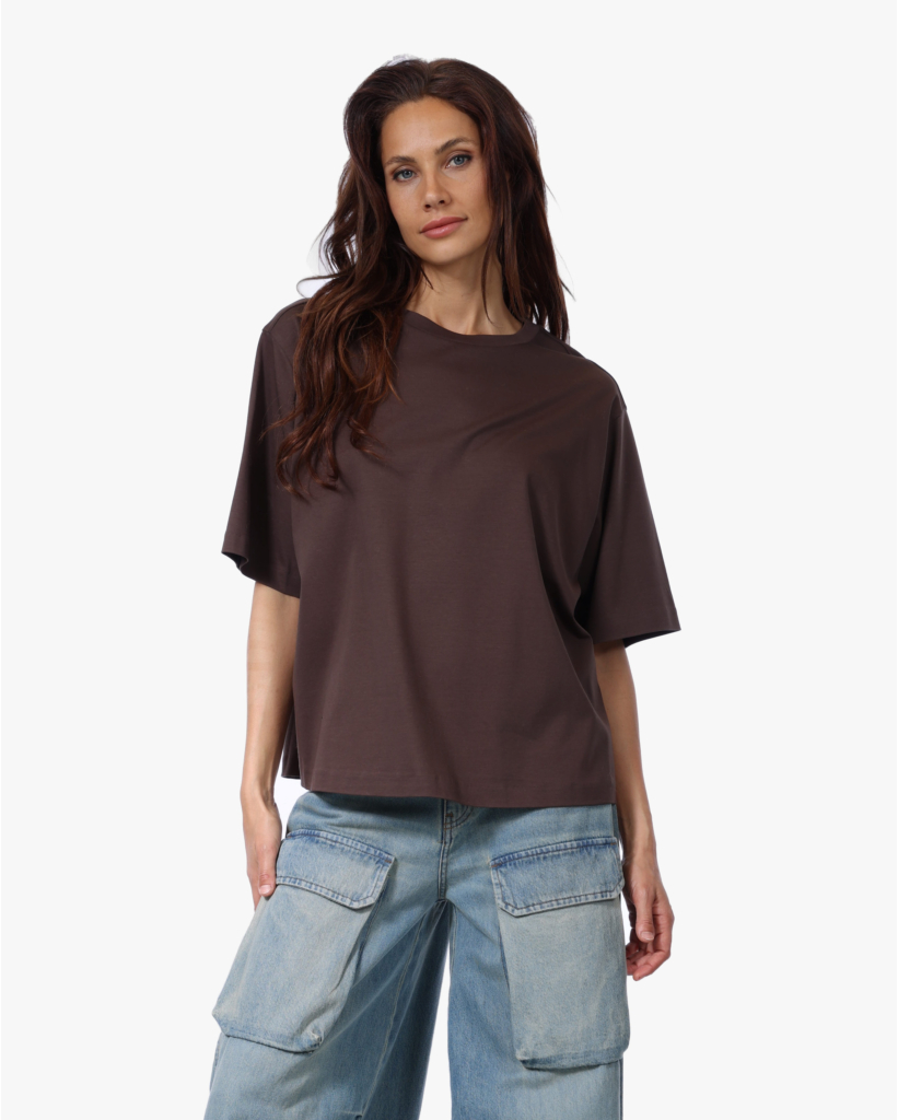 Pinara Boxy T-shirt van Puur Katoen Bruin