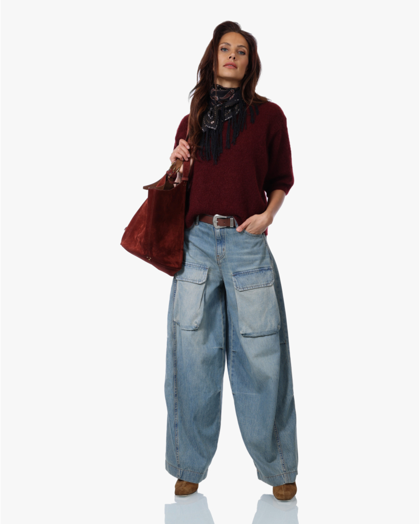 Mohairblend Korte Mouwen Knit Burgundy