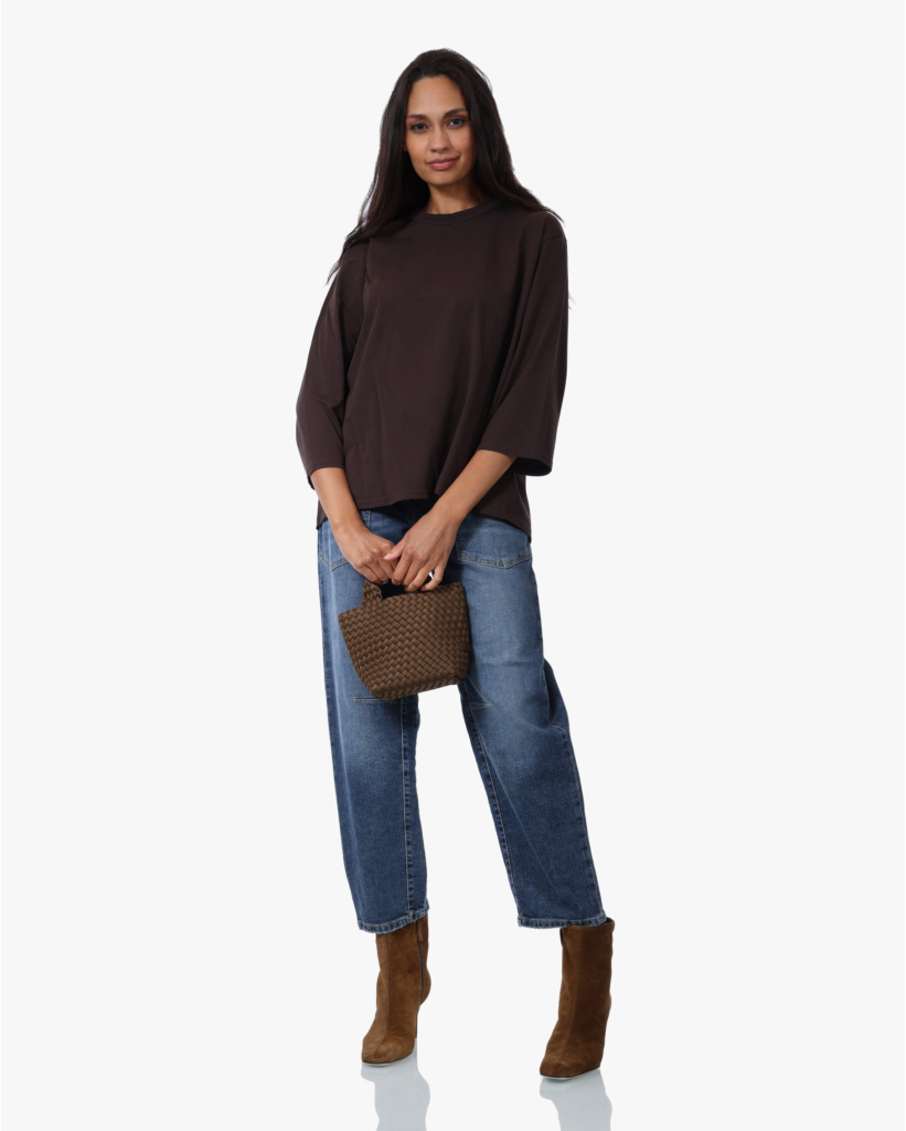 Ocean Cropped Barrel Jeans Fade Cross