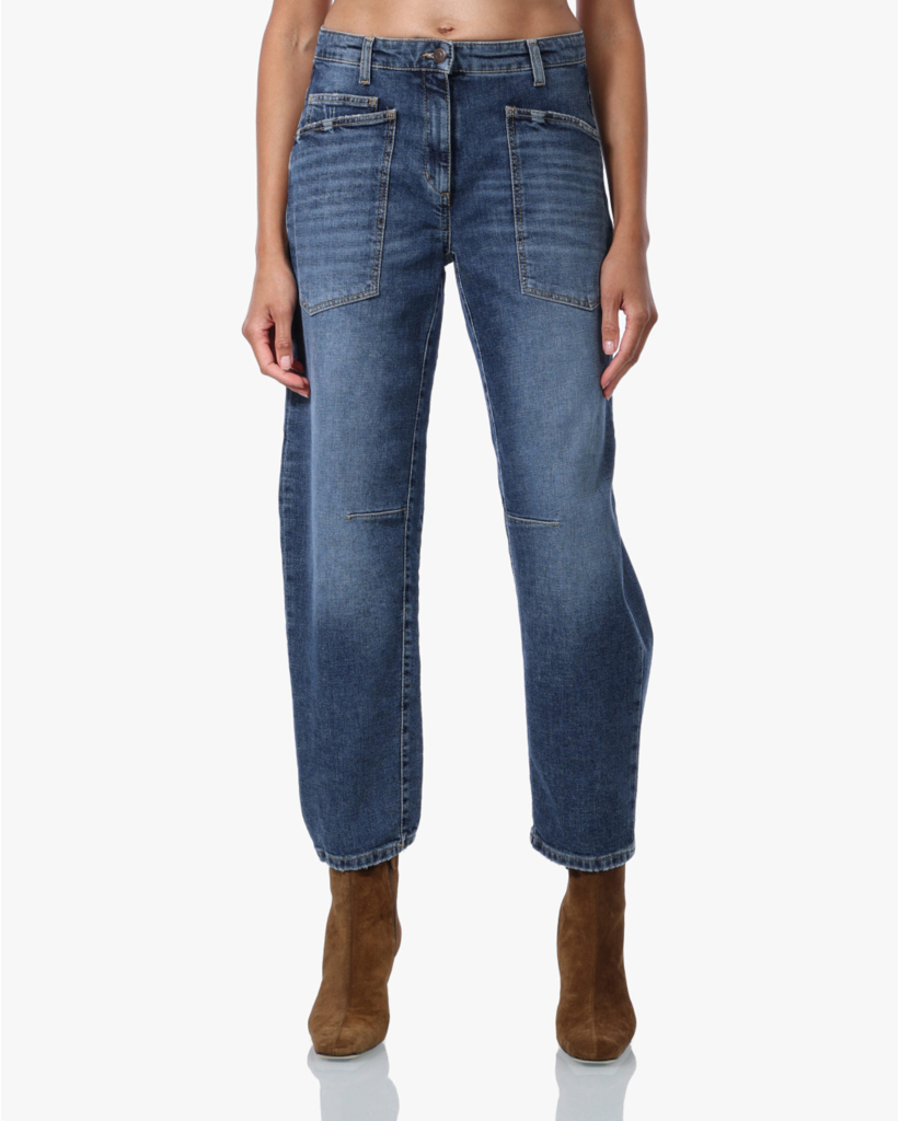 Ocean Cropped Barrel Jeans Fade Cross