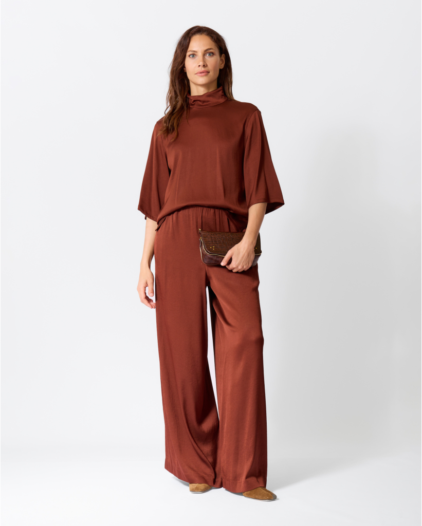 Tweezer Satijnen Pantalon Brique