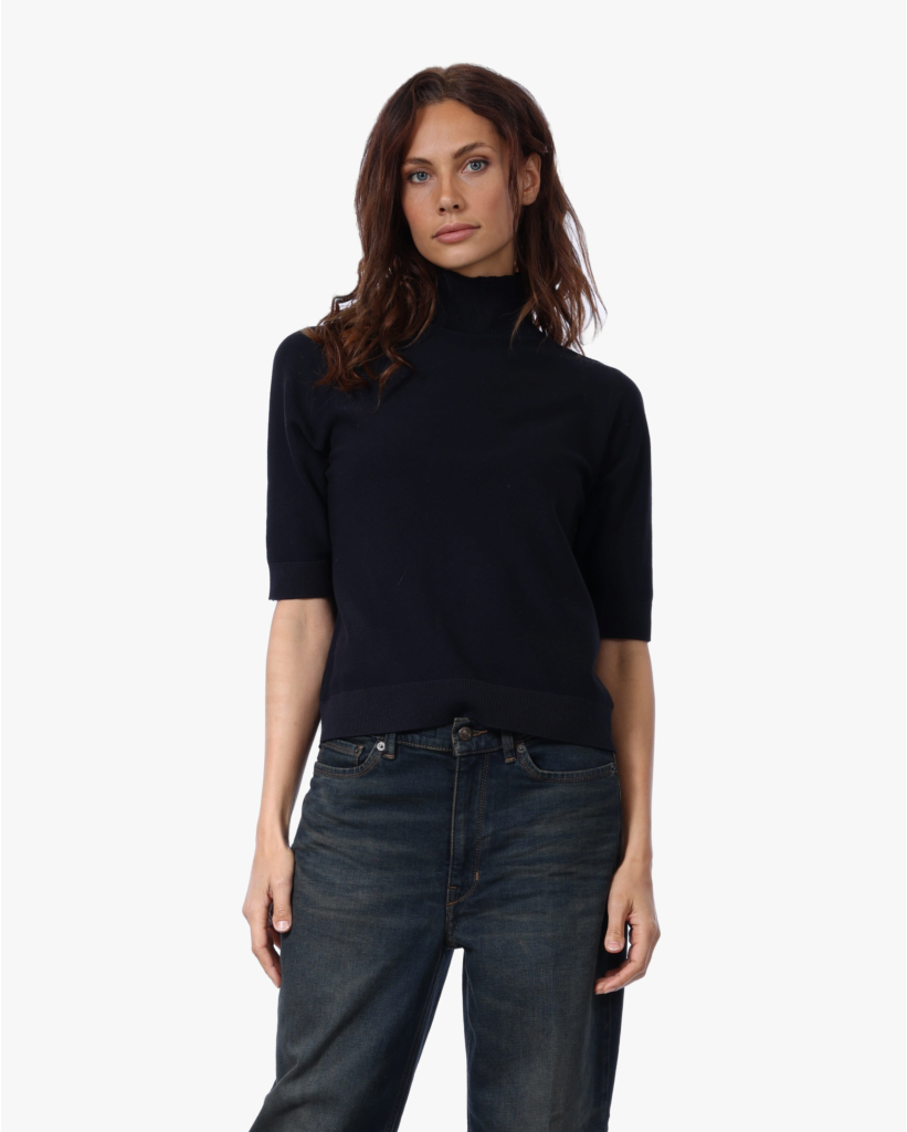 Korte Mouw Turtleneck Knit Dark Sapphire