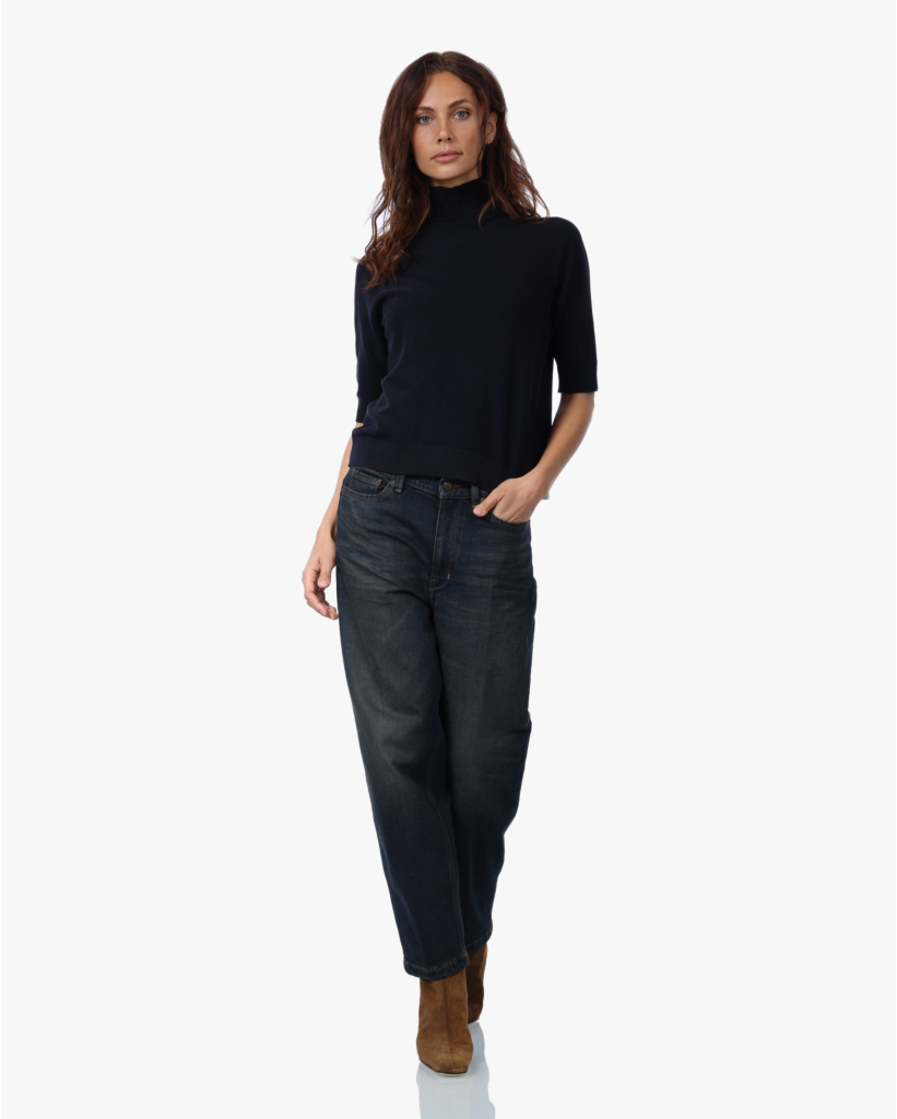 Korte Mouw Turtleneck Knit Dark Sapphire
