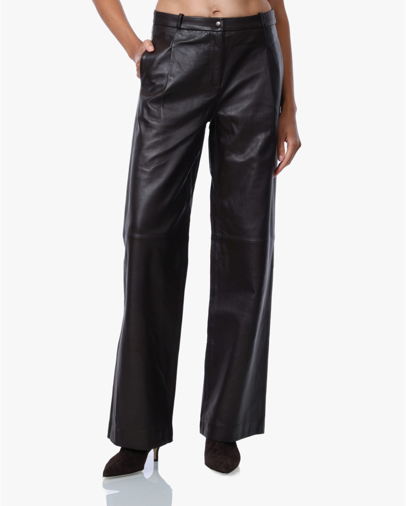 Celyna Leren Pantalon Bruin
