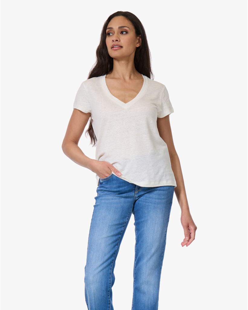 Linnen V-hals T-shirt Jasmin