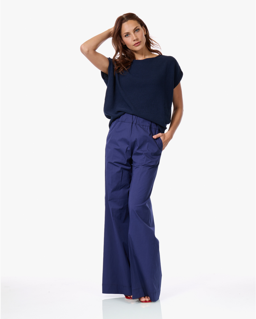 Katoenmix Korte Mouwen Trui Dark Sapphire