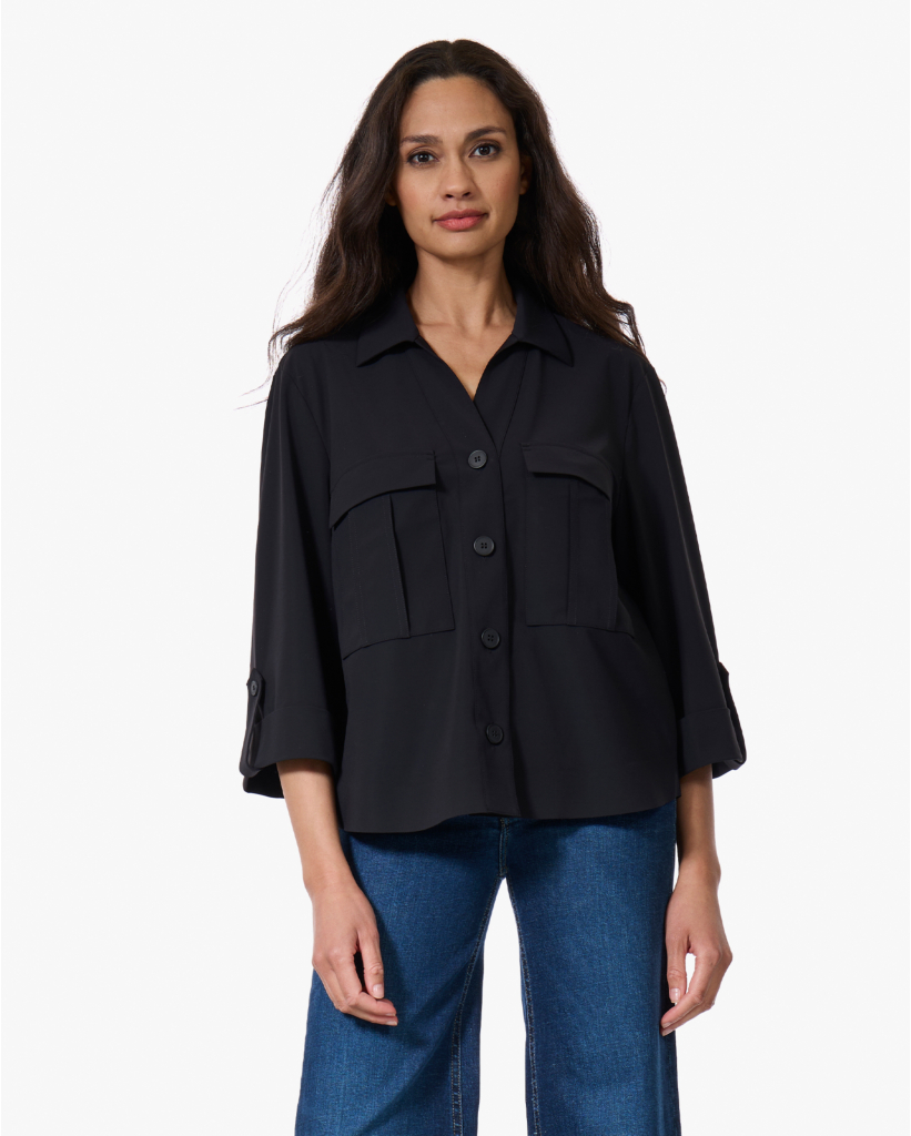 Shigeko Travel Jersey Shacket Diepzwart