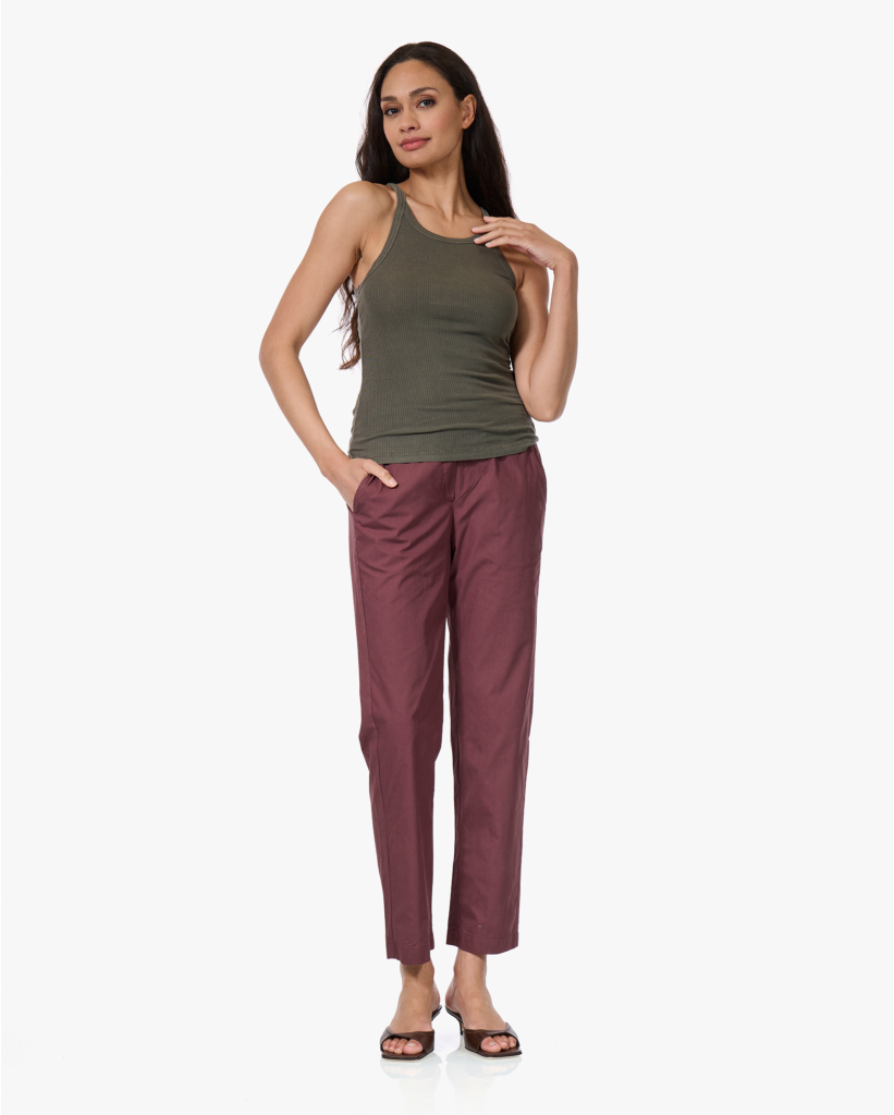 Ribbed High Neck Cami Army