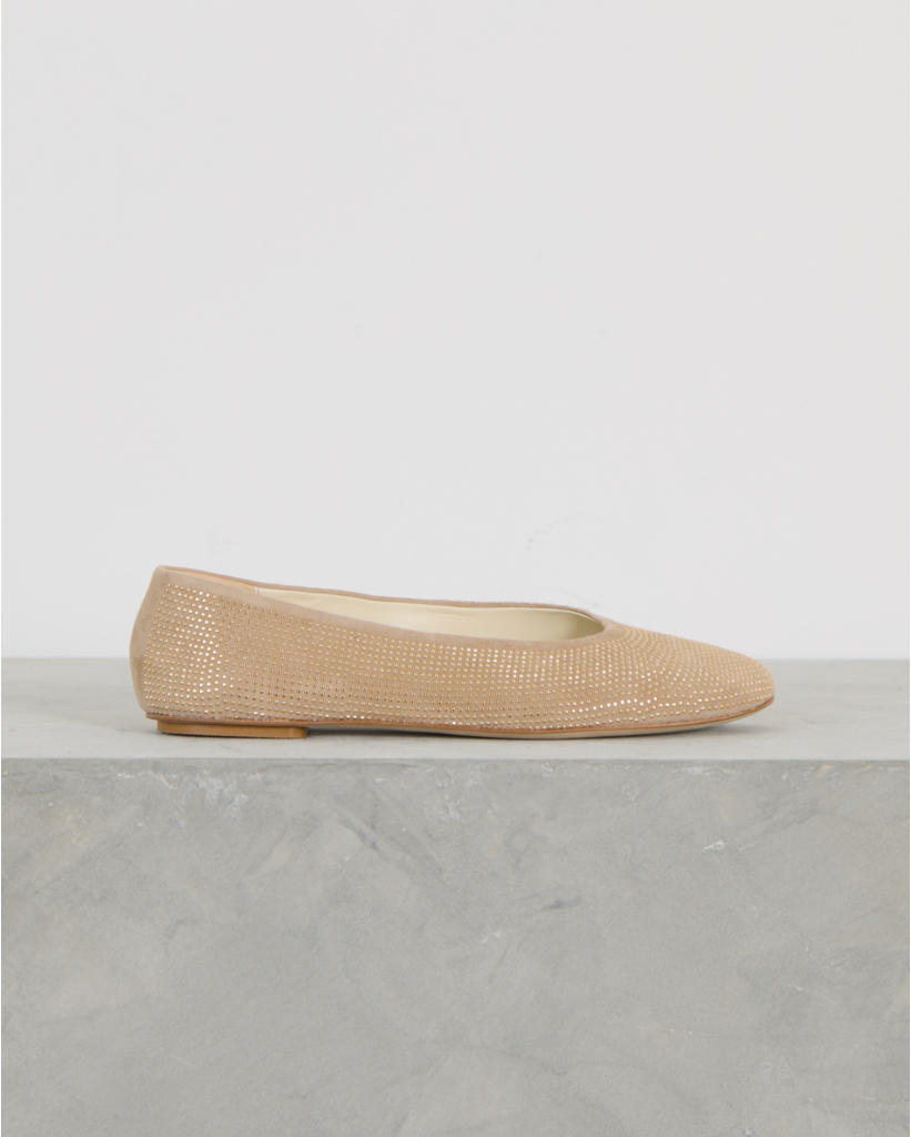 Lilly Suède Strass Ballerina's Taupe
