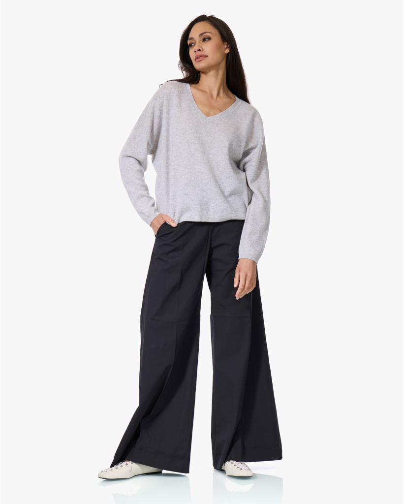 Alicia Cashmere V-hals Trui Light Heather Grey