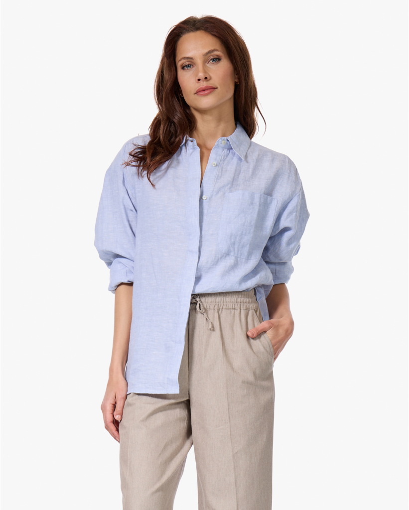 Daddy Linnen Blouse Lichtblauw