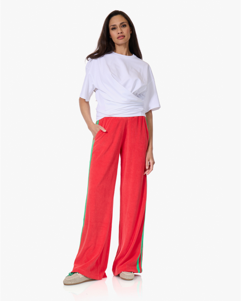 Jolie Terry Badstof Sweatpants Rood/Groen