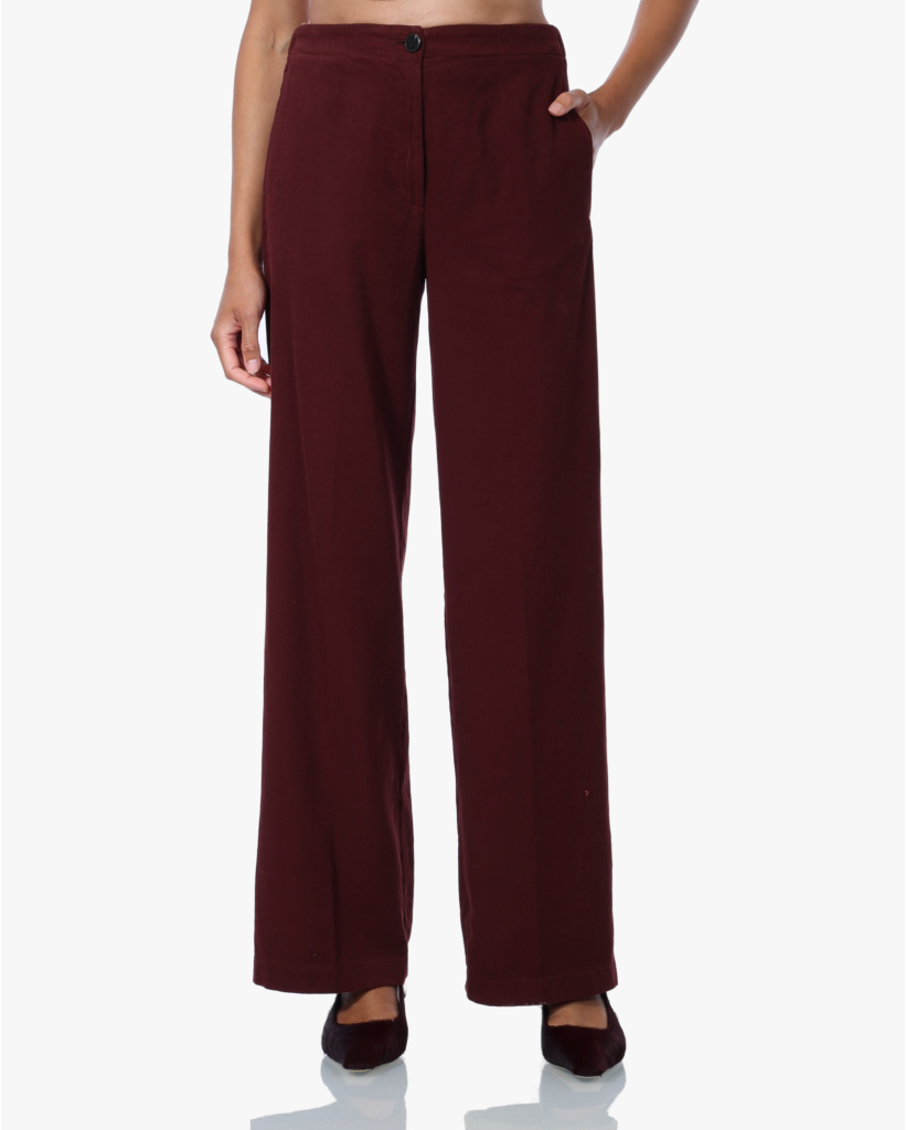Pantalon van Geborstelde Keperstof Burgundy