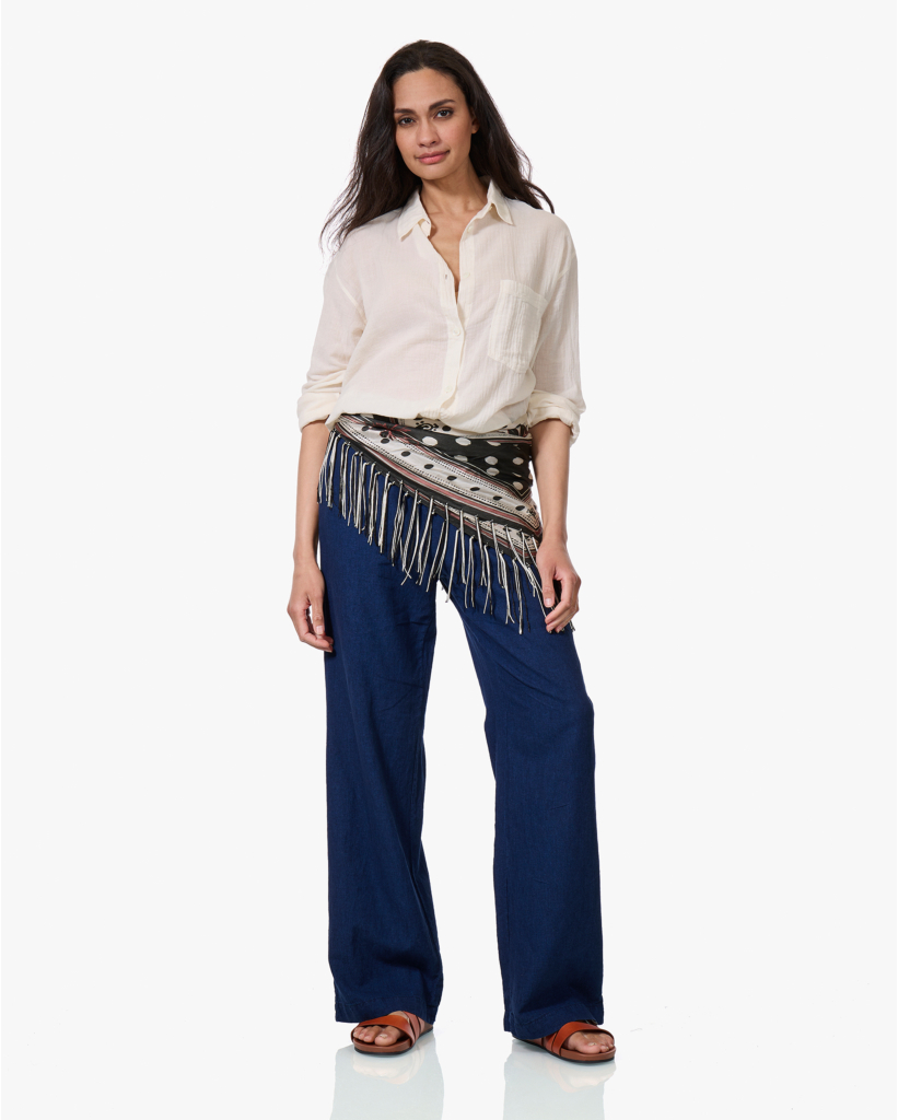 Fareo Zijden Print Sjaal Ecru