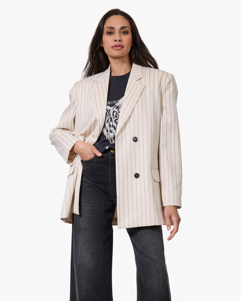 Monique Pinstripe Blazer Ecru/Navy