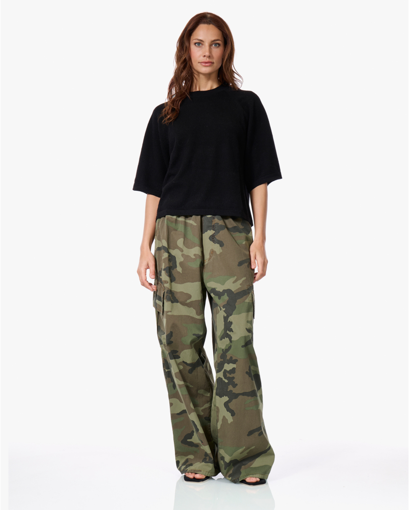 Leana Cashmere Korte Mouwen Trui Zwart