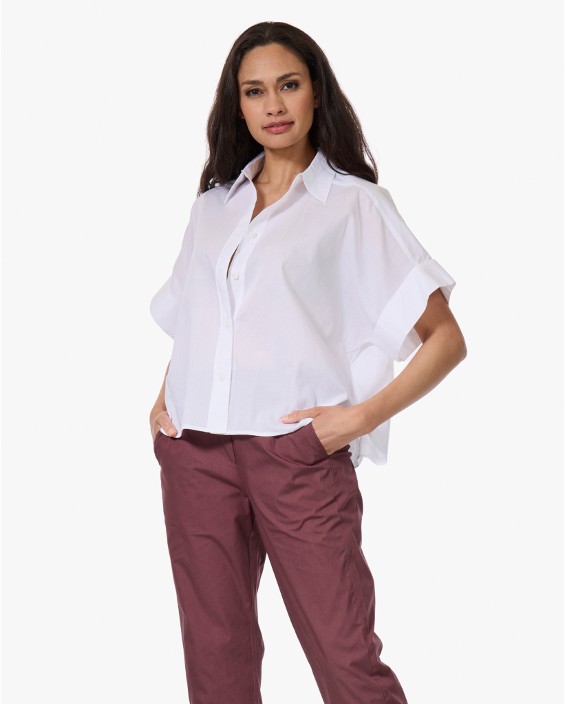 Katoenen Korte Mouwen Blouse Wit