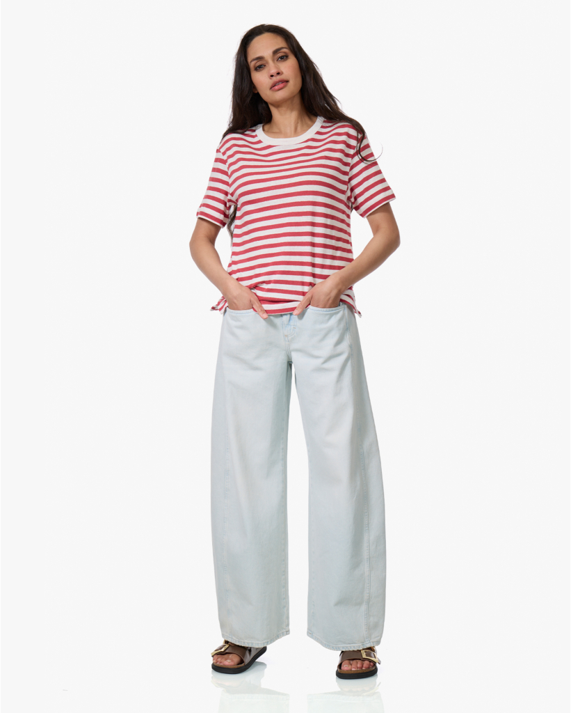 Gestreept Linnenmix T-shirt Amore