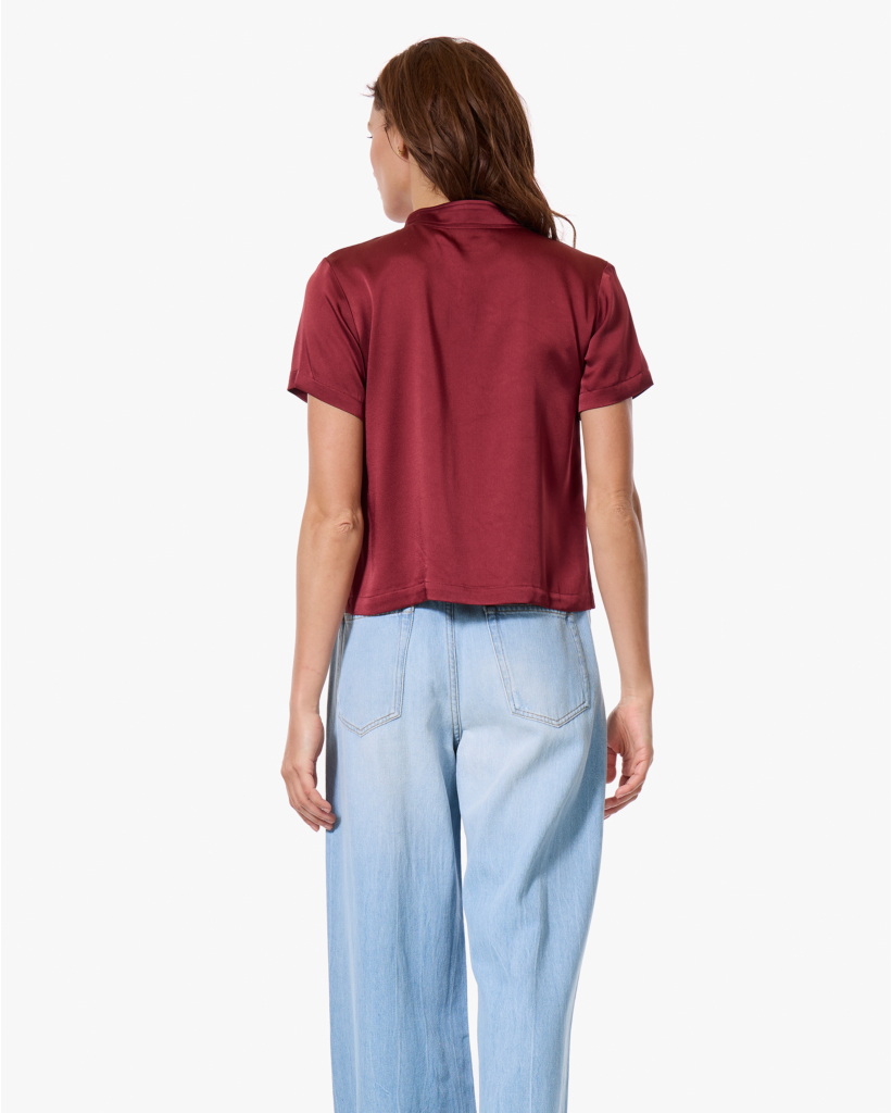 Lotus Crêpe Satijnen Blouse Cacao