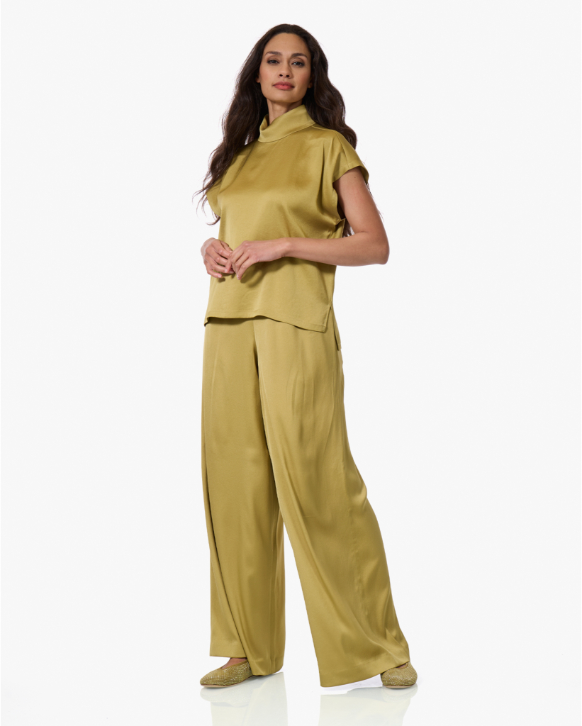 Alaria Satijnen Blouse Mosterd