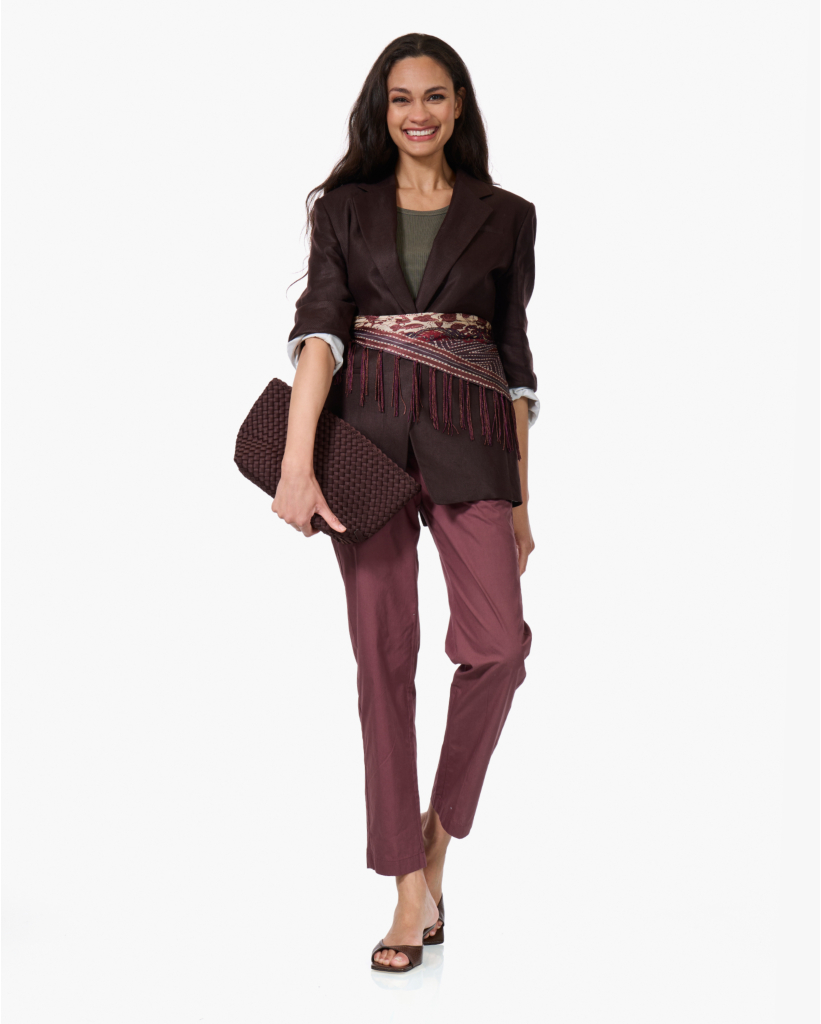 Mowtie Linnen Blazer Donkerbruin