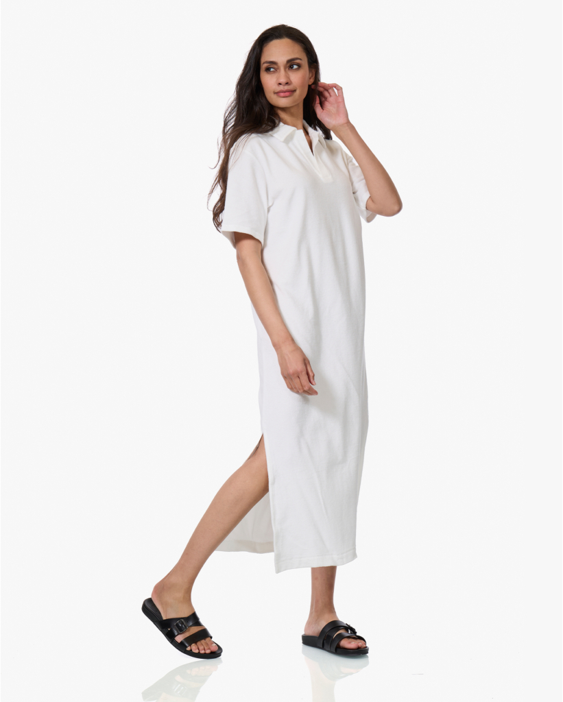 Terry Jersey Polo Jurk Milk