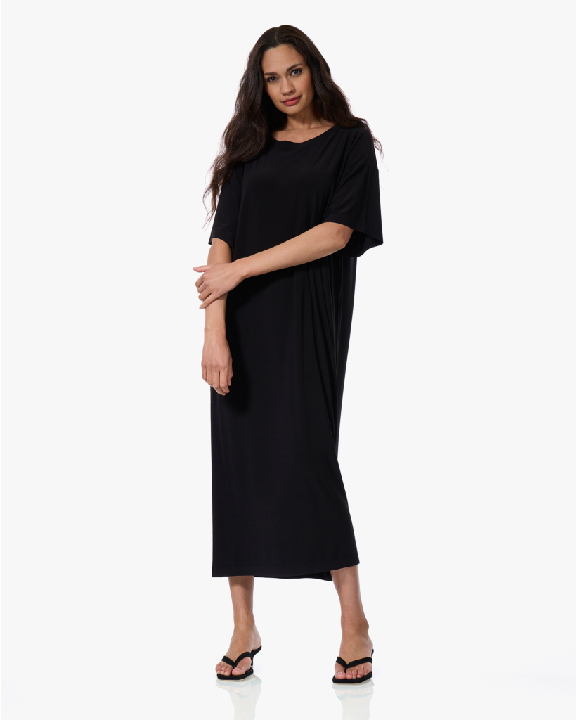 Tech Jersey Midi Jurk Zwart