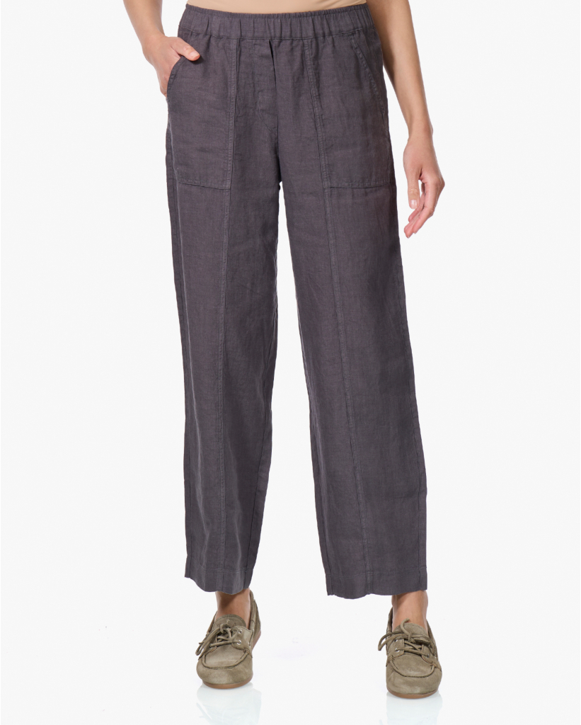 Cropped Linnen Broek Graphite