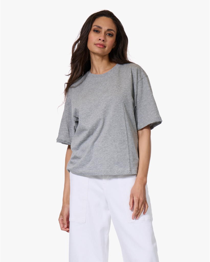 T-shirt Ronde Hals Grijs Melange