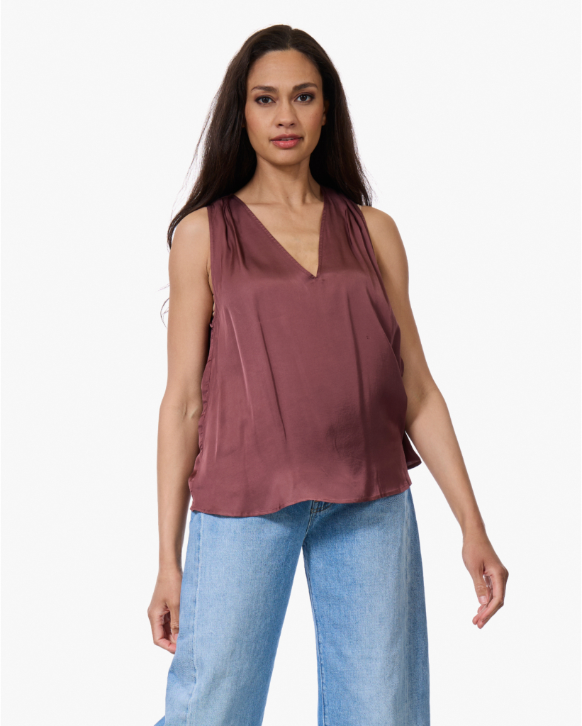 Taoda Satijnen V-hals Top Prune