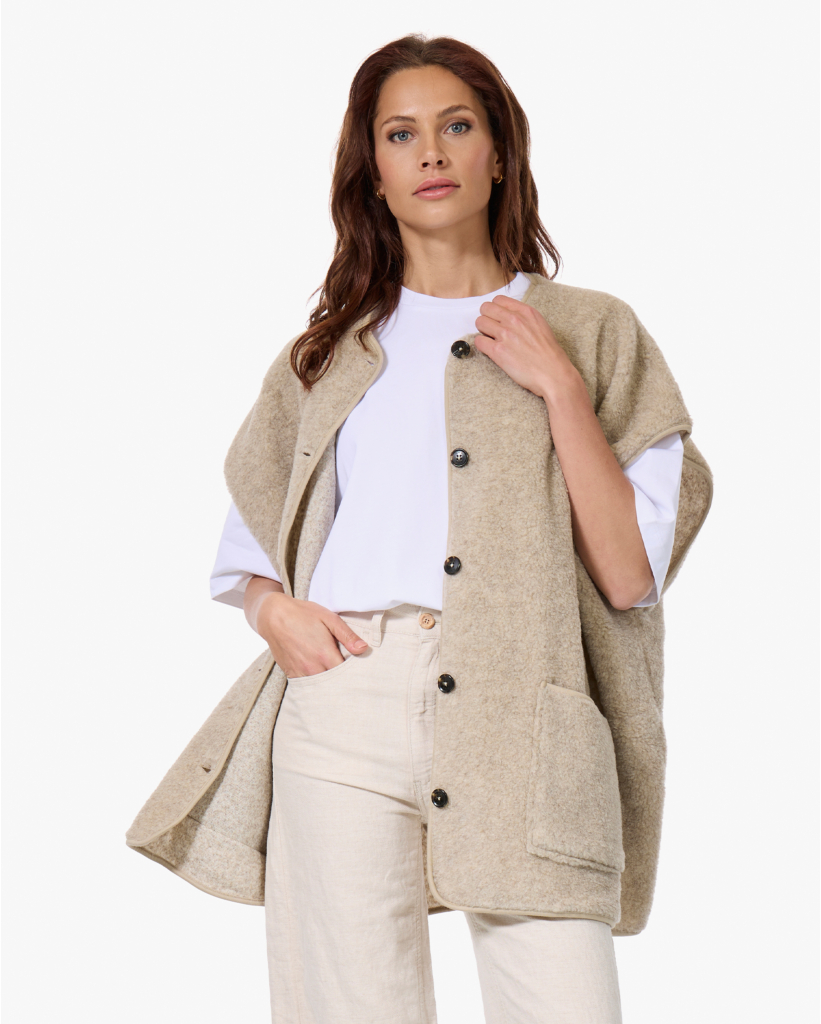 Ines Mouwloos Teddy Vest Beige