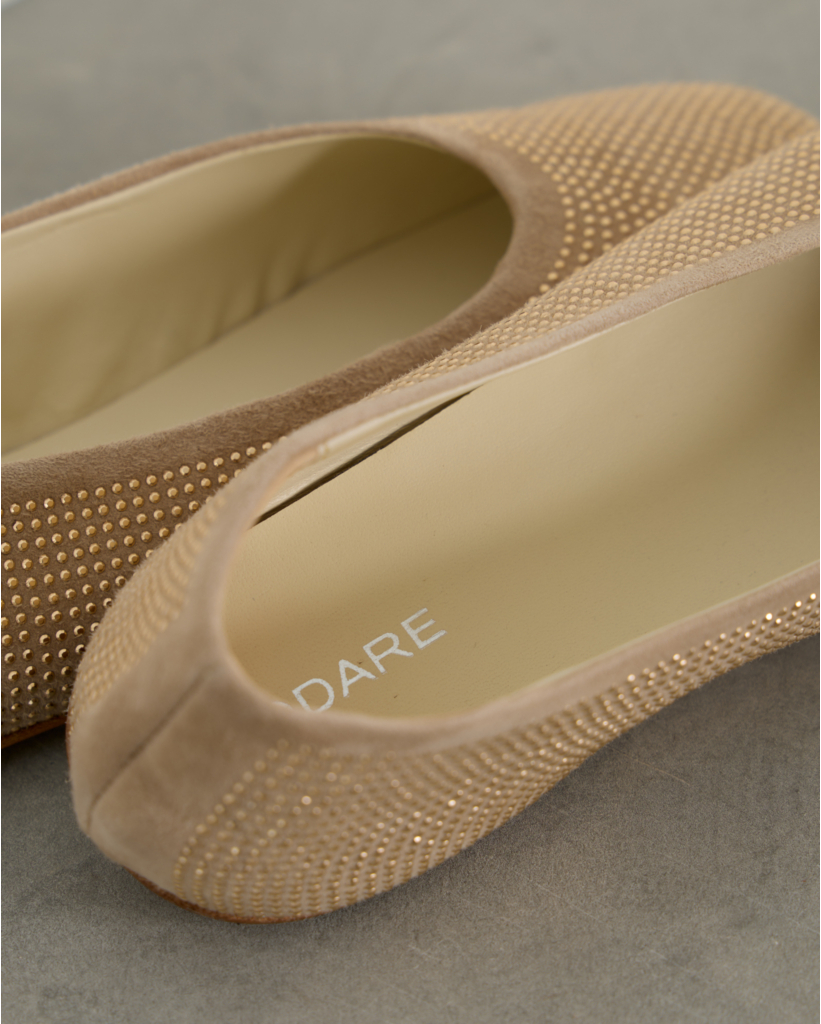 Lilly Suède Strass Ballerina's Taupe