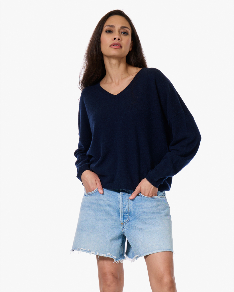 Alicia Cashmere V-hals Trui Navy