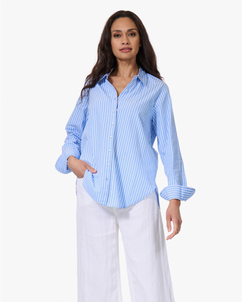 Beau Gestreepte Poplin Blouse Blue Paradise