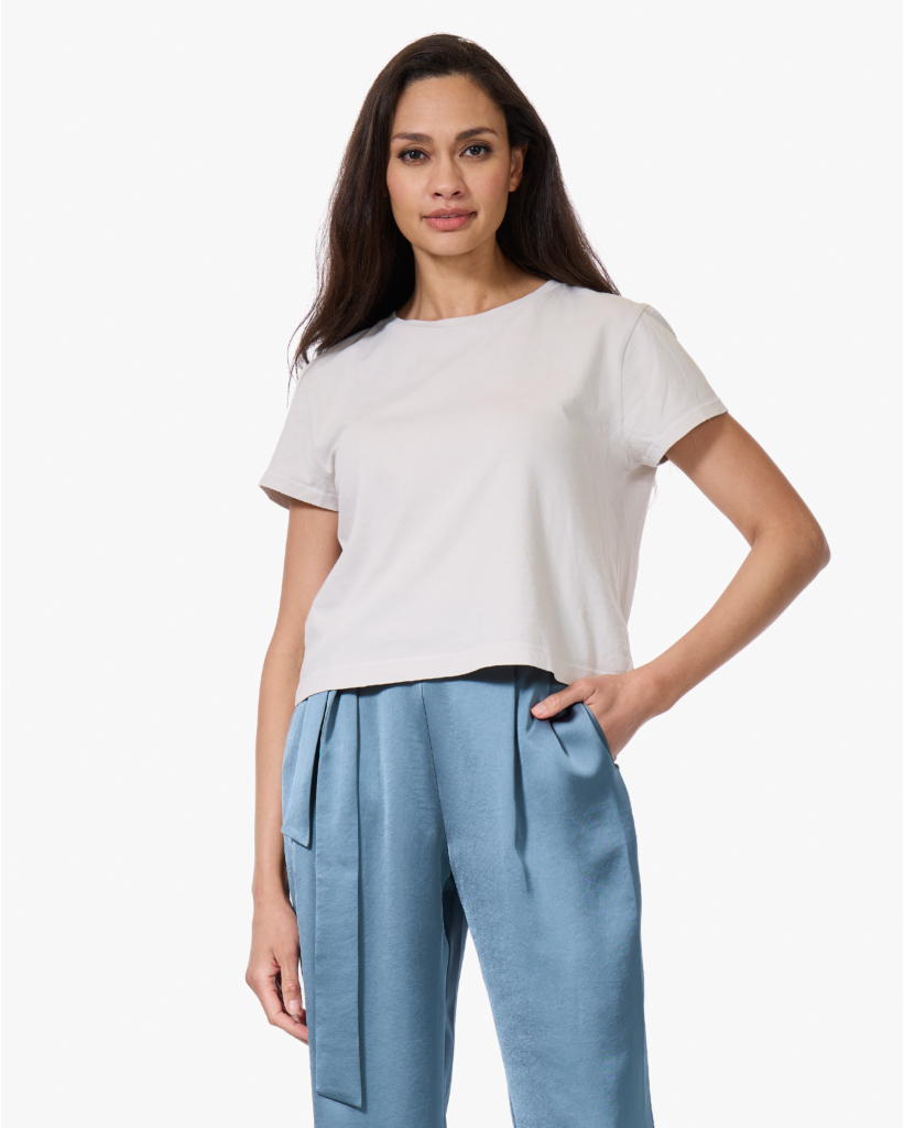 Adine Shrunken Katoenen T-shirt Bone