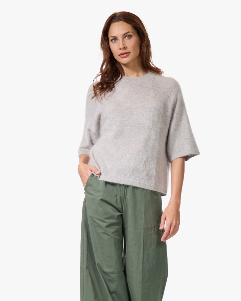 Jenna Brushed Cashmere Trui Lichtgrijs Mêlee