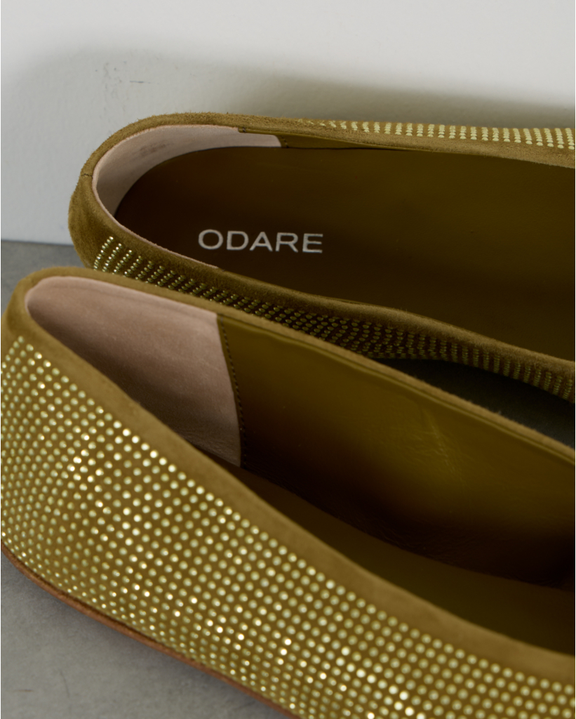 Lilly Suède Strass Ballerina's Groen
