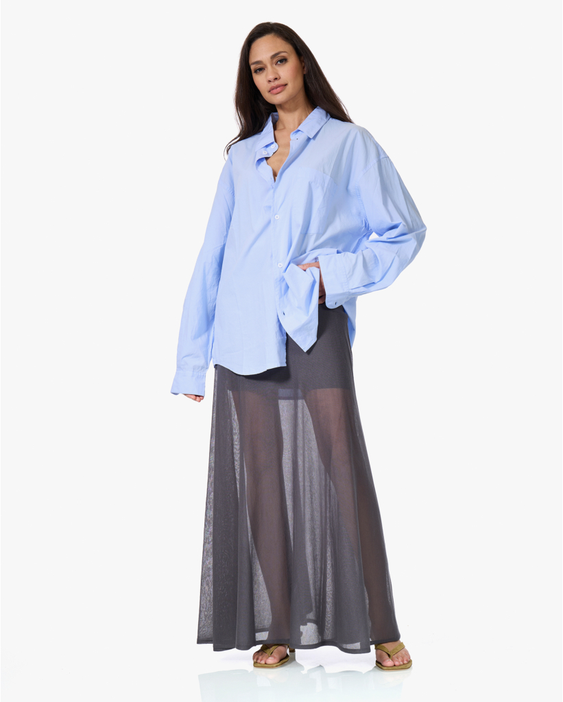 Tensya Gebreide Maxi Rok Antraciet