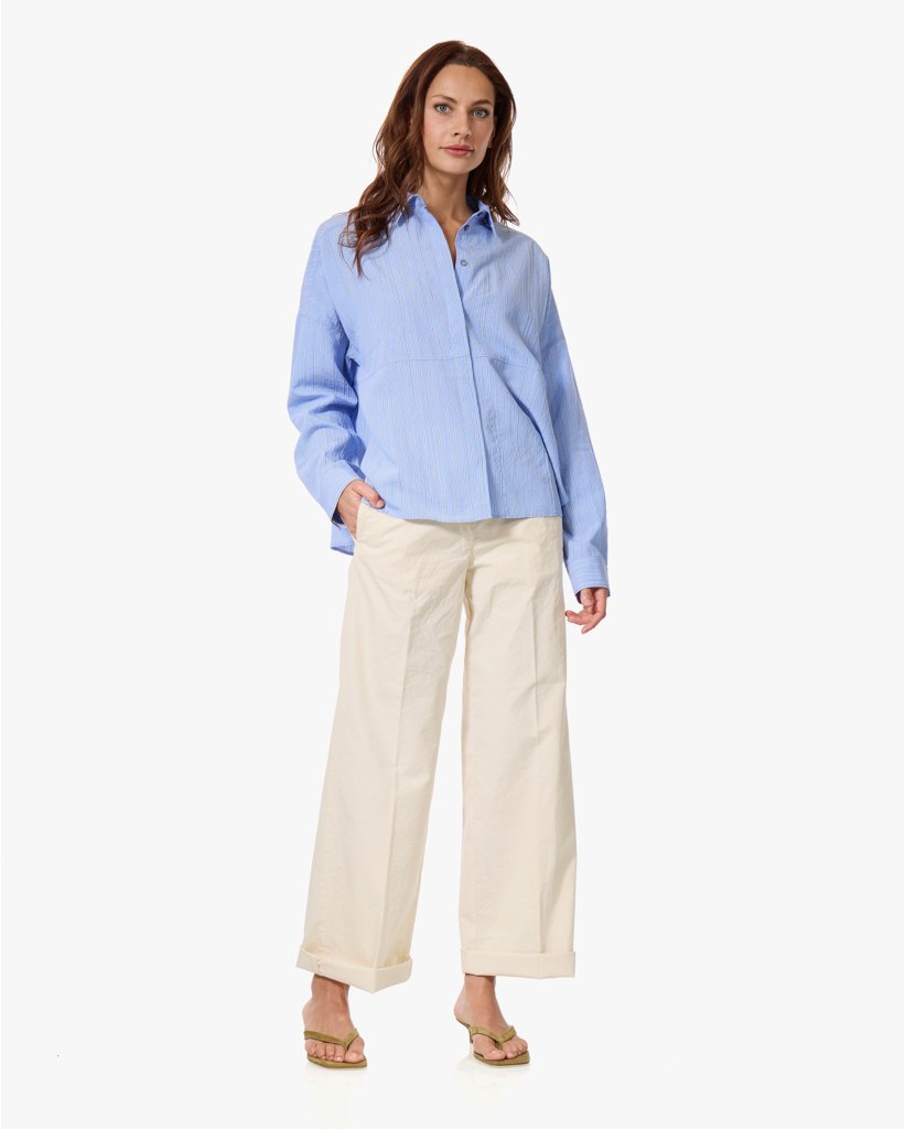 Gestreepte Oversized Blouse Blauw