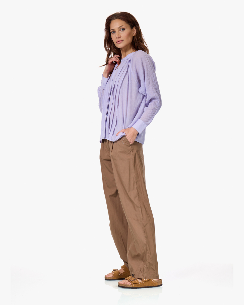Celestio Raglan Blouse met Plooien Parme