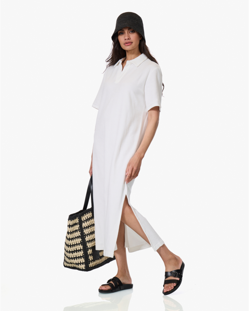 Terry Jersey Polo Jurk Milk