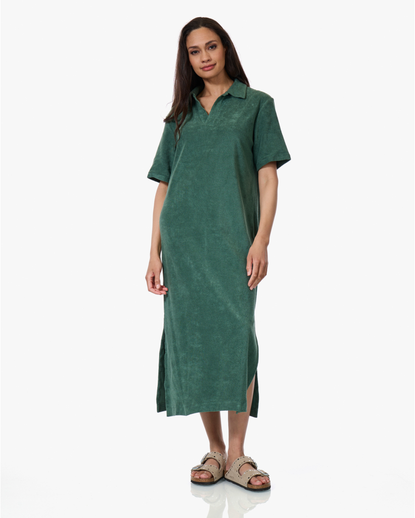 Terry Jersey Polo Jurk Agave