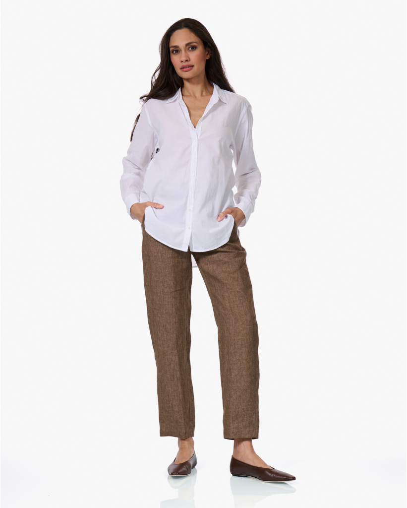 Beau Washed Poplin Blouse Wit