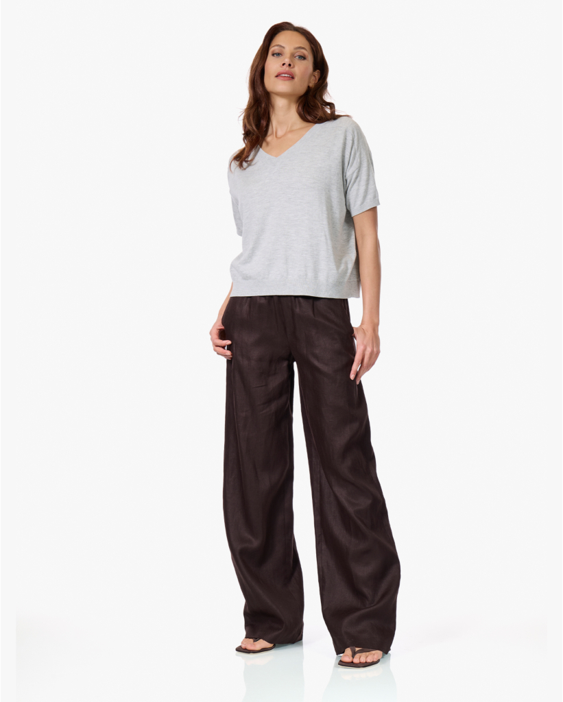 Katoenmix V-hals Trui Pebble Grey